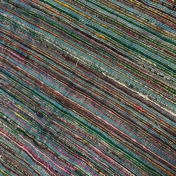 Santas Best Multicolor Silk Tweed Green Velvet Tree Skirt Large 55 inch Vintage